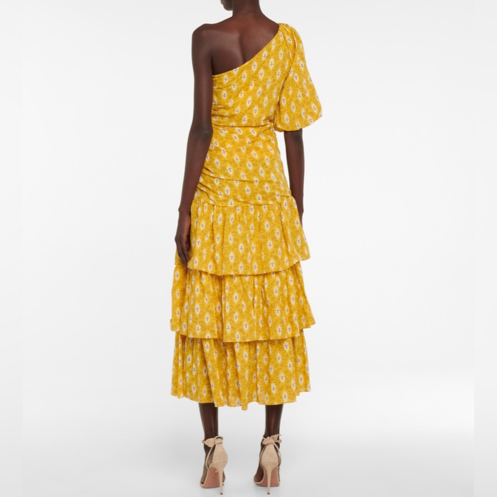 Veronica Beard NWOT Cotton Silk One Shoulder Jacquard Tiered Ruched Ruffle Dress - Picture 14 of 15